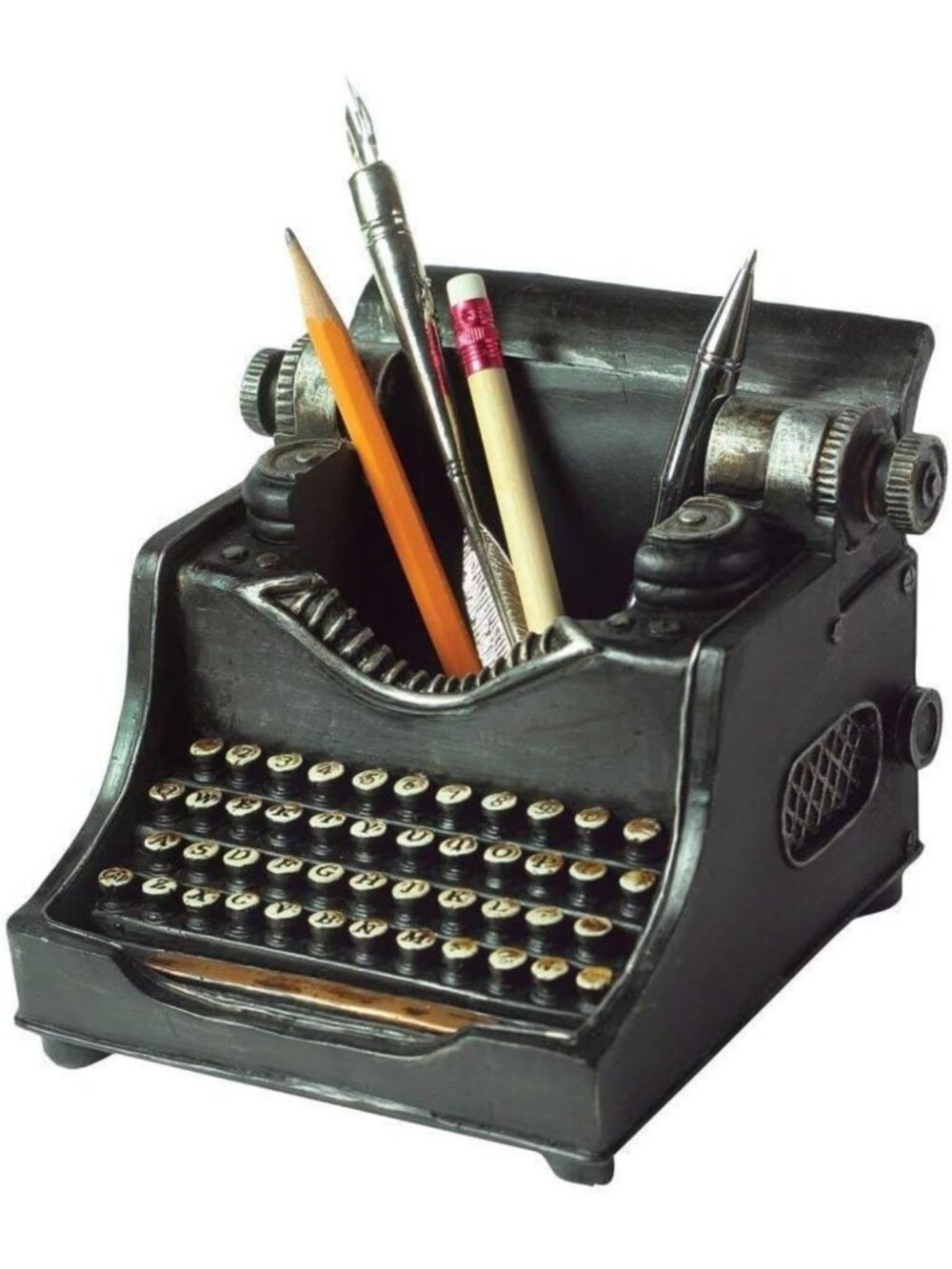 Vintage Black Typewriter Phone Holder Stand | Retro Hemingway Style Decor